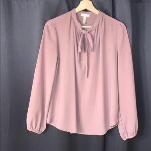 Leith mauve tie neck blouse